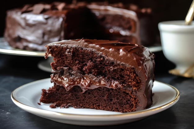 Torta al cioccolato vegana senza glutine con ricca glassa fondente creata con intelligenza artificiale generativa