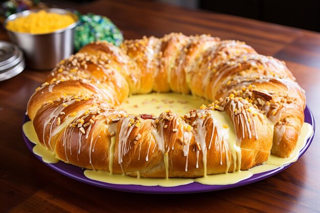 Torta al formaggio appena cotta per festeggiare il Mardi Gras