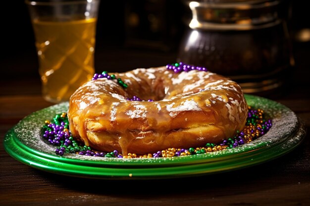 Torta al formaggio appena cotta per festeggiare il Mardi Gras