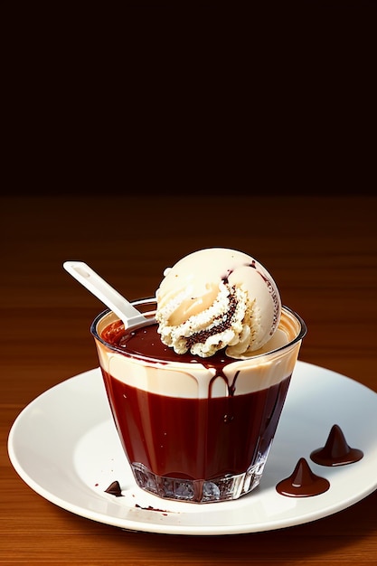 Torta al gelato al cioccolato, tè pomeridiano, spuntino delizioso, bevanda deliziosa, sfondo di carta da parati.