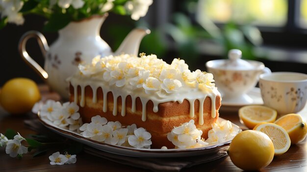 Torta al limone con la glassa.