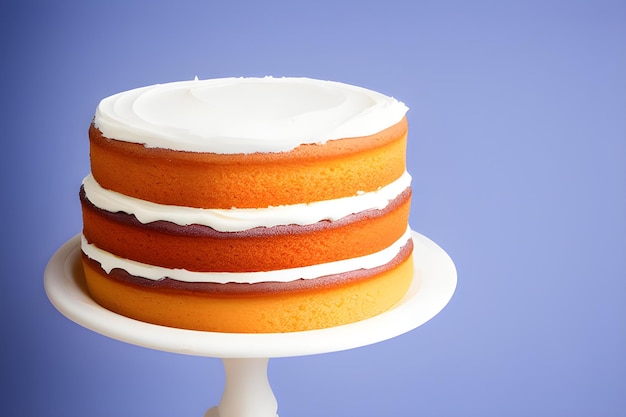 Torta alla vaniglia a strati nudi fatta in casa con panna montata