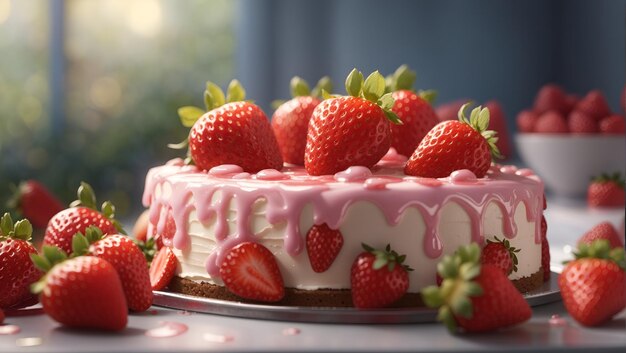 Torta alle fragole decorata con fragole