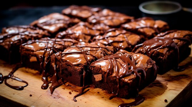 torta brownie al cioccolato su fondo di legno