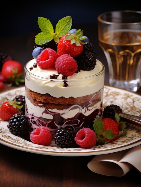 torta con bacche HD Wallpaper Stock Image