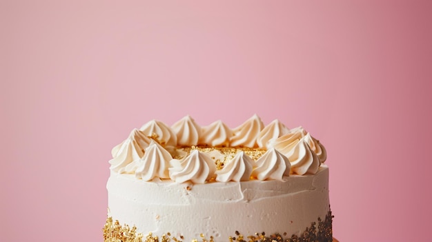 torta con candele rosa e dorate di compleanno che scrivono buon compleanno contro Generative Ai