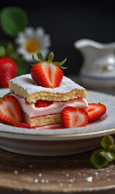 Torta con crema proteica e fragole