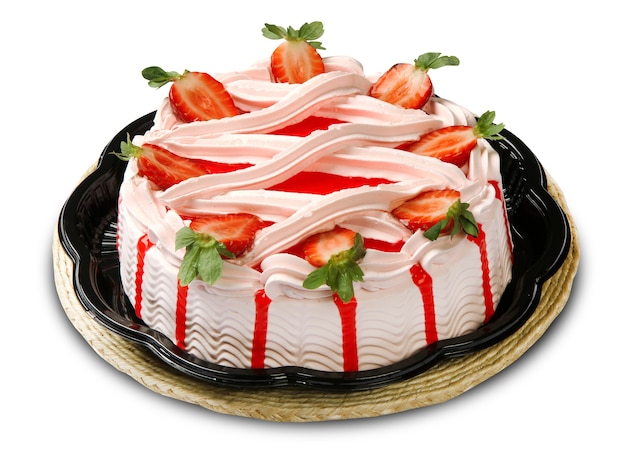 Torta con fragole e panna.