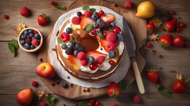 torta con frutta e crema