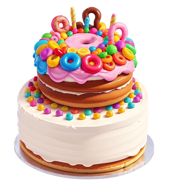 torta con topping colorati 3D rendering stile artistico 1