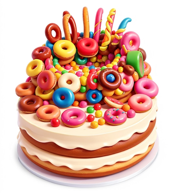 torta con topping colorati 3D rendering stile artistico 5