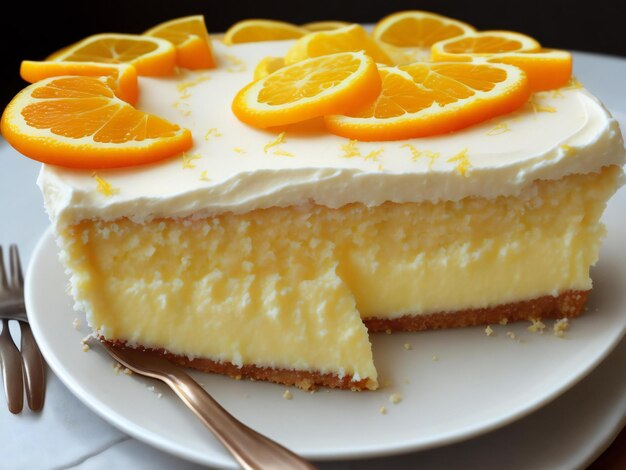 Torta cremosa al limone e arancia Dessert o cheesecake ai generati