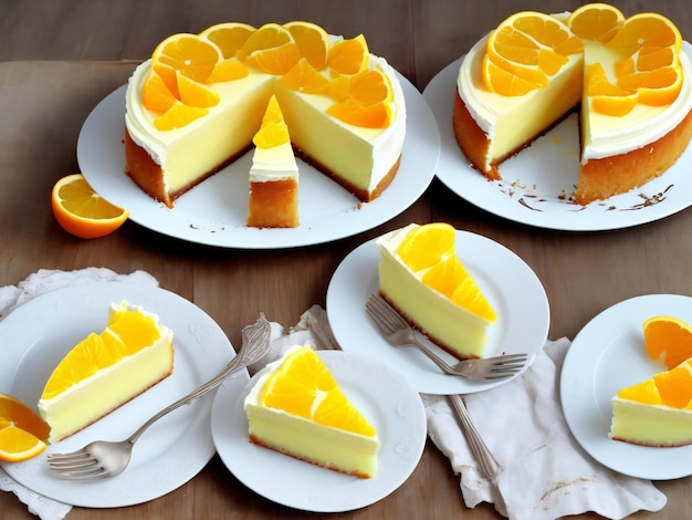 Torta cremosa al limone e arancia Dessert o cheesecake ai generati