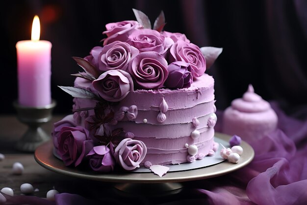 Torta decorata con mastic e rose