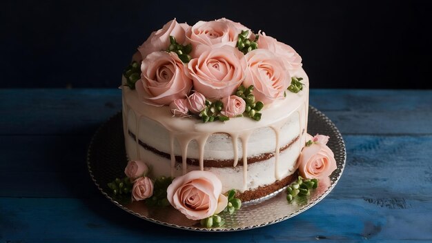 Torta decorata con rose di crema