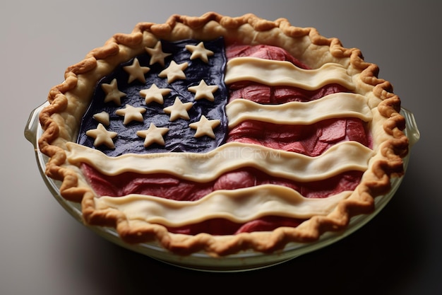 Torta della bandiera americana Torta del Ringraziamento o torta dolce realizzata con l'intelligenza artificiale generata