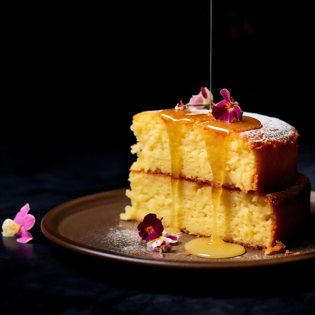 Torta di burro marrone a spugna rotonda fatta in casa