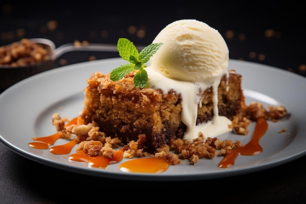 Torta di carota con una fetta che si gode con una tazza di tè caldo