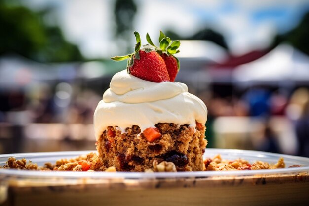 Torta di carota esposta su un tavolo di dessert in un ristorante