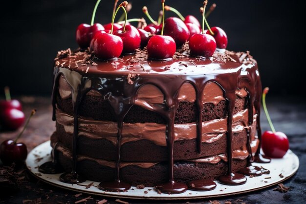 Torta di ciliegie ricoperta di cioccolato