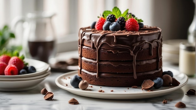 torta di cioccolato con bacche foto