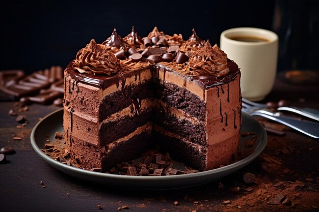 Torta di cioccolato con un po' di zucchero in polvere