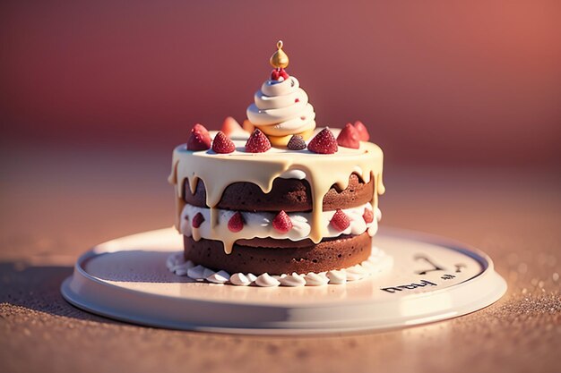 Torta di compleanno cioccolato torta di riempimento crema deliziosa torta festa carta da parati sfondo