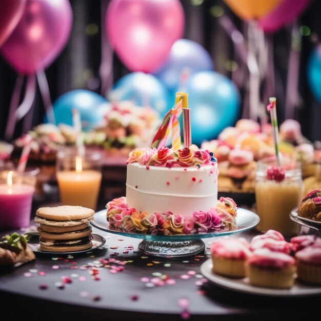 torta di compleanno con candele accese cupcakes colorati sullo sfondo torta di anniversario con c bruciante