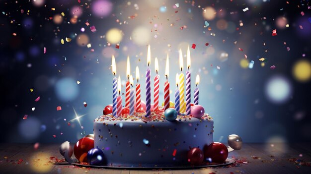 torta di compleanno con candele accese