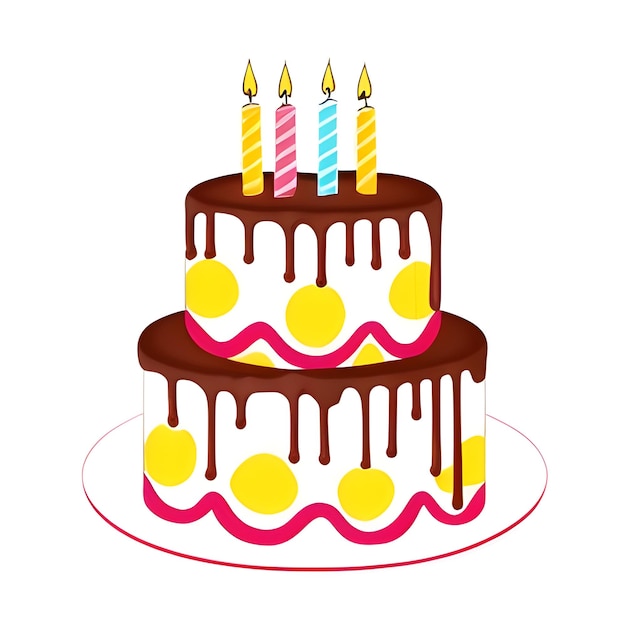 torta di compleanno con candele isolato su sfondo bianco