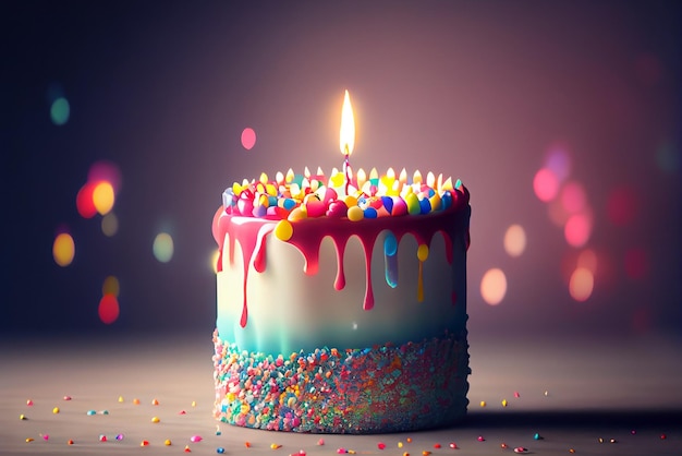 Torta di compleanno con le candele AI generativa