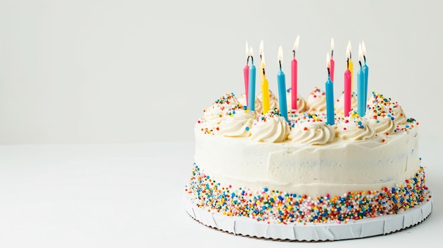 Torta di compleanno isolata su sfondo bianco Generativo Ai