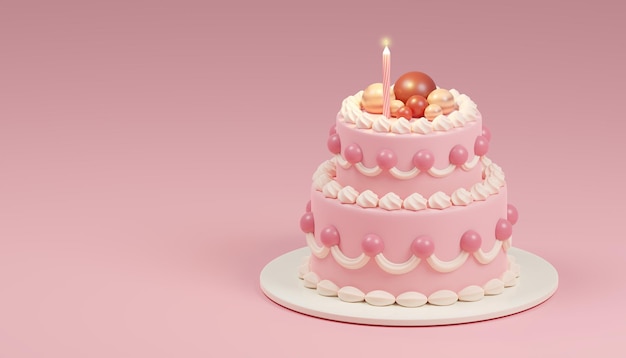 Torta di compleanno rosa a due livelli