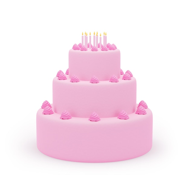 Torta di compleanno rosa con candeline