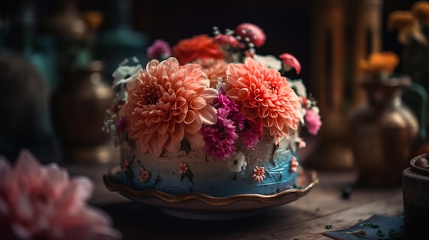 Torta di fiori IA generativa