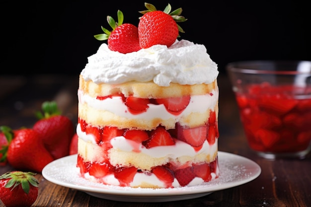 Torta di fragole con panna montata sopra