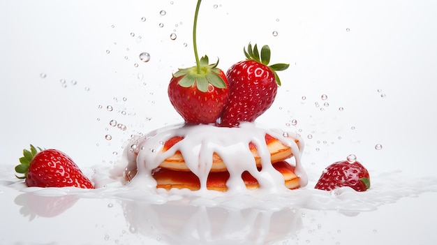 Torta di fragole su sfondo bianco