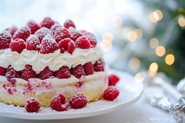 Torta di lamponi con panna montata