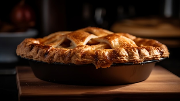 Torta di mele fatta in casa con crosta dorata e ripieno di cannella