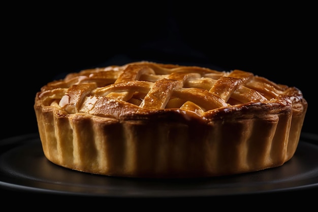 Torta di mele gustosa fresca su sfondo nero