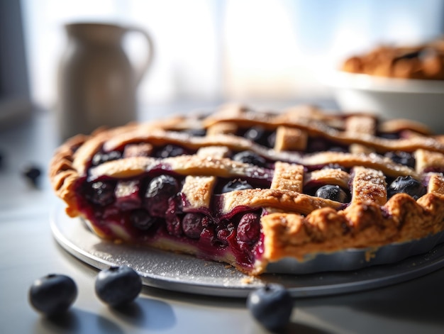 Torta di mirtilli americana tradizionale fatta in casa IA generativa