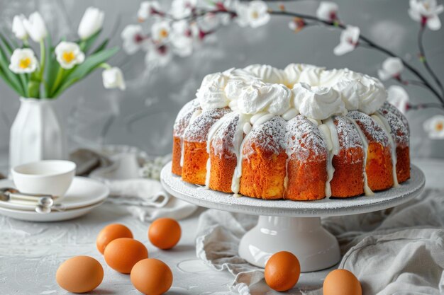 Torta di Pasqua simnel per colazione festiva IA generativa