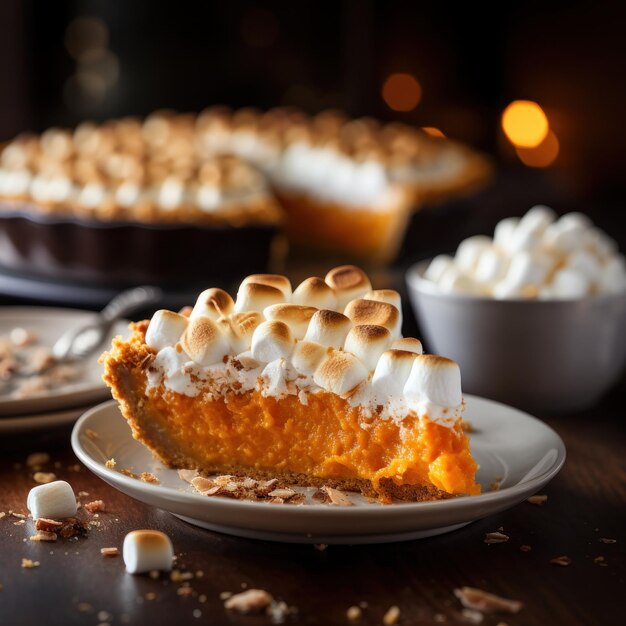 Torta di patate dolci con marshmallow in cima a una tradizione del sud