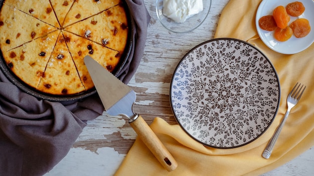 torta di ricotta con albicocche secche