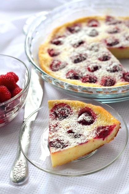 Torta di ricotta con lamponi