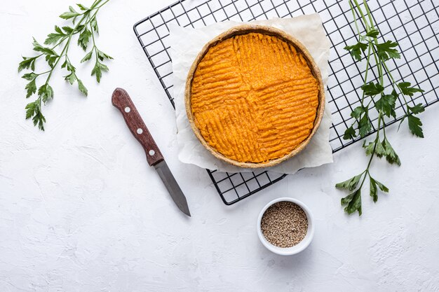 Torta Di Zucca Fatta In Casa. Vista dall'alto.