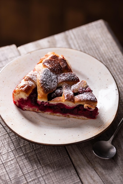 Torta dolce ai mirtilli rossi per dessert