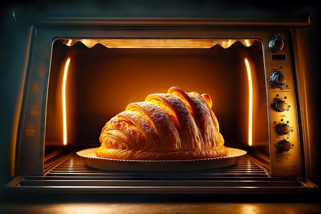 Torta fatta in casa che fa il croissant sulla teglia in forno