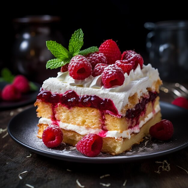 Torta gustosa dolci alimentari moderni caramelle biscotti frutta fragola mirtillo pezzi di mirtillo