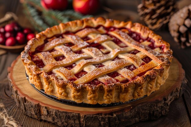 Torta intera su tavolo di legno